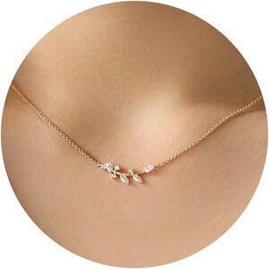 🆕Women’s Gold 14k Gold Plated CZ Love Heart Star Leaf Pendant Necklace